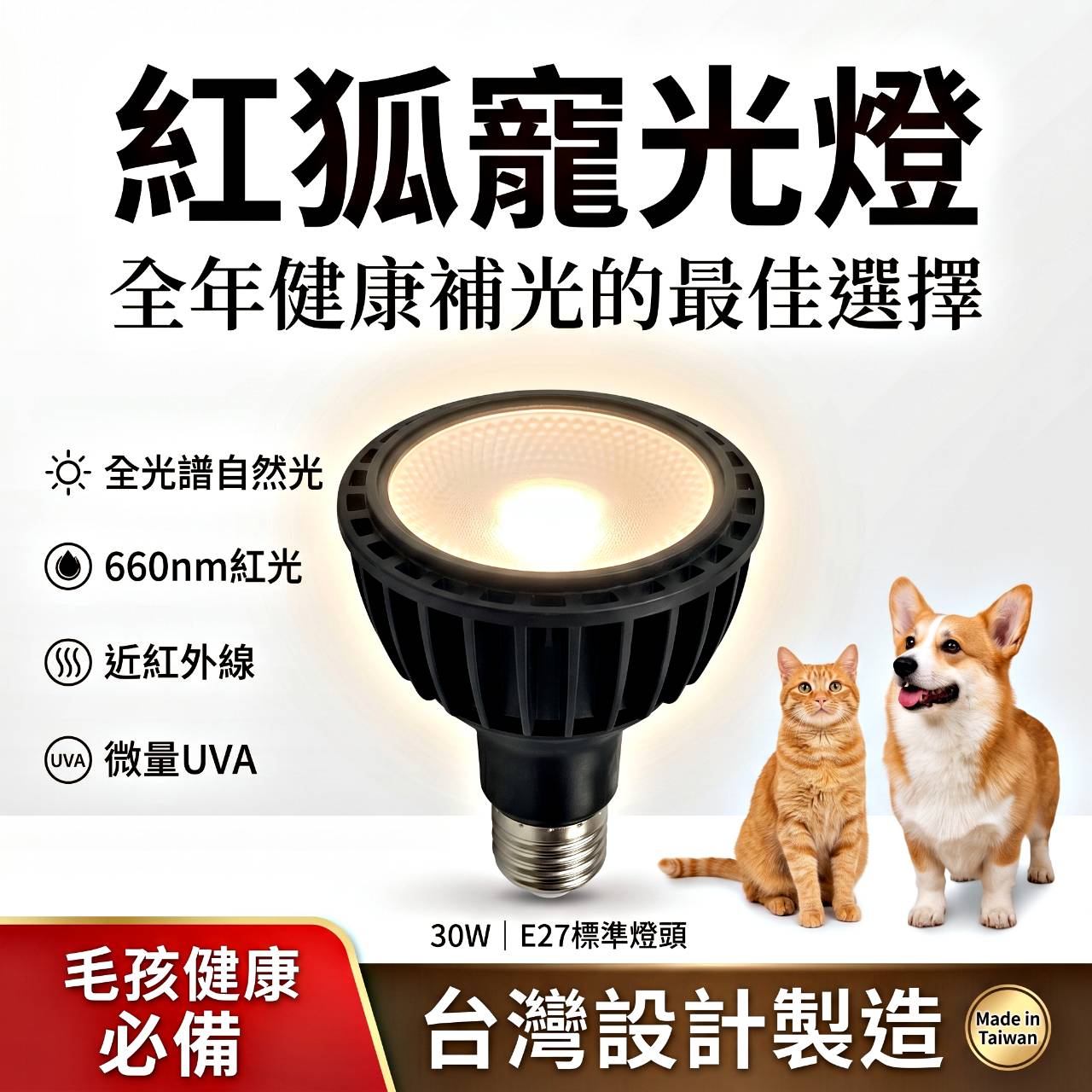 貓狗中小型哺乳動物-30瓦寵光燈